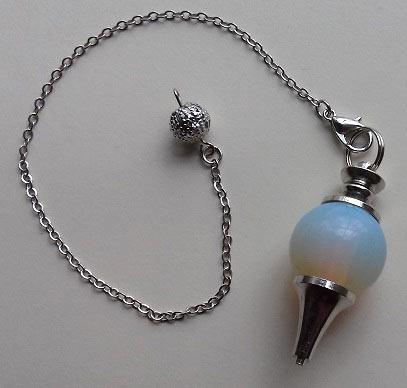 Opalite Scrying Pendulum with chain & organza pouch